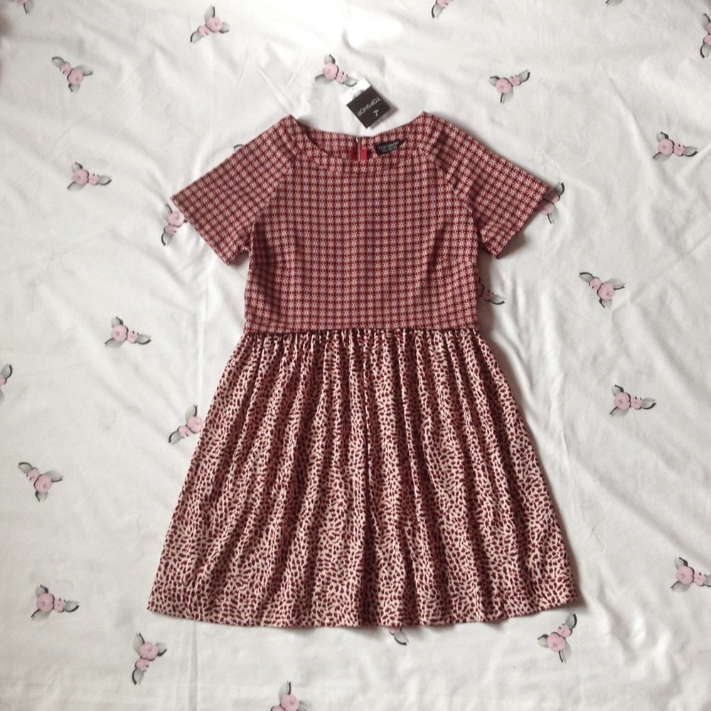 mixed print tunic dress